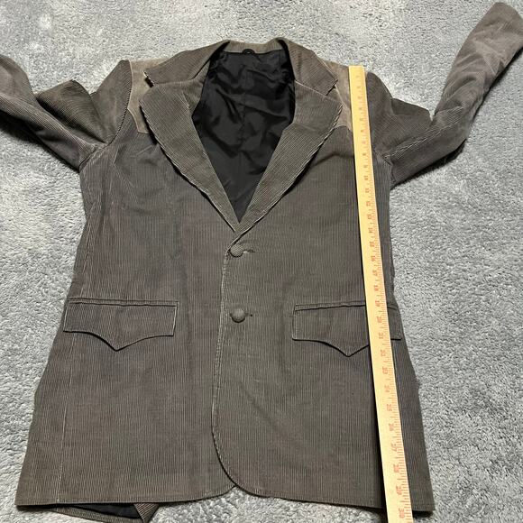 VTG Miller Stockman Western Blazer Mens 40 Long Gray Corduroy 2 Button Western - Picture 9 of 11